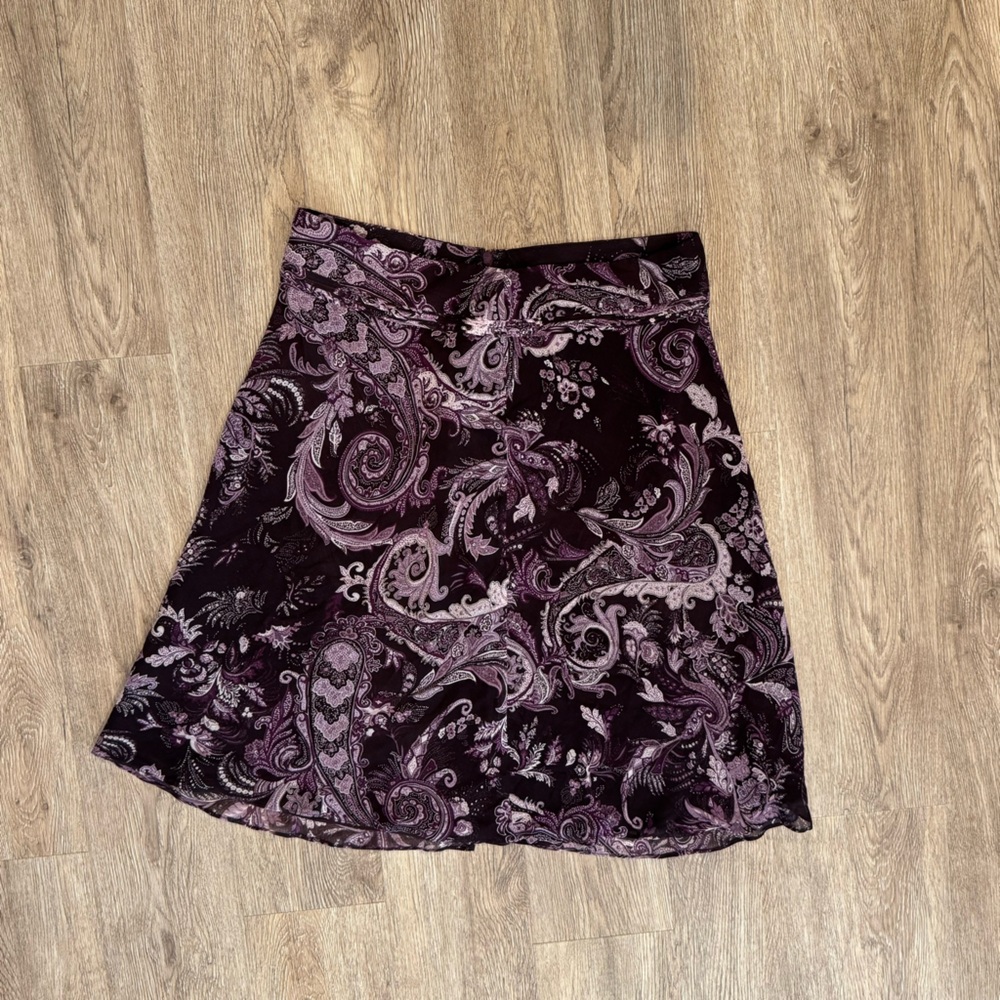 Ann Taylor Factory Purple Paisley Silk Skirt - 10